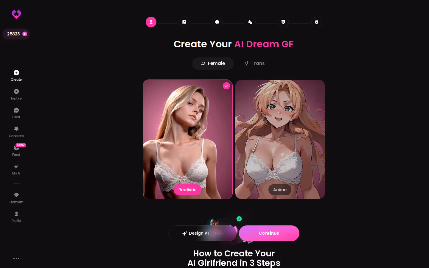 Create wizard on desktop: Realistic, Anime, Trans or Design with AI
