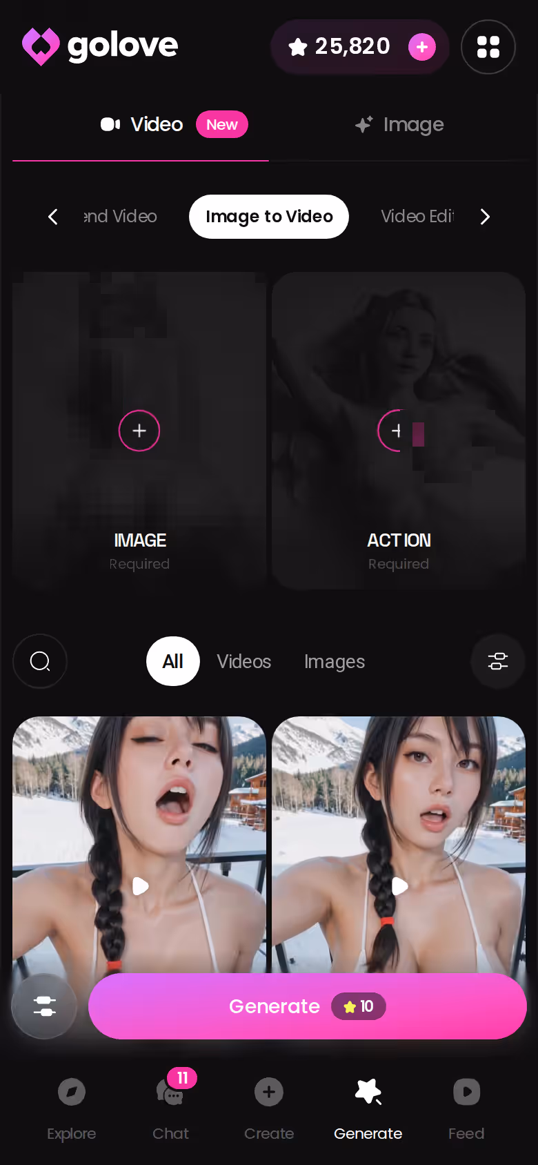 Image to Video on mobile: turn one of her photos into a clip